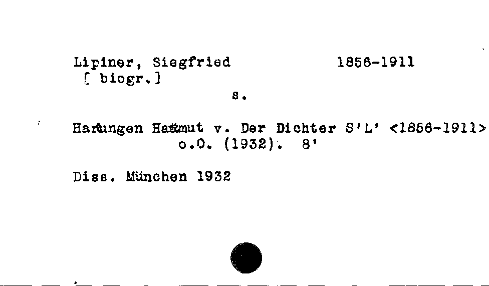 [Katalogkarte Dissertationenkatalog bis 1980]