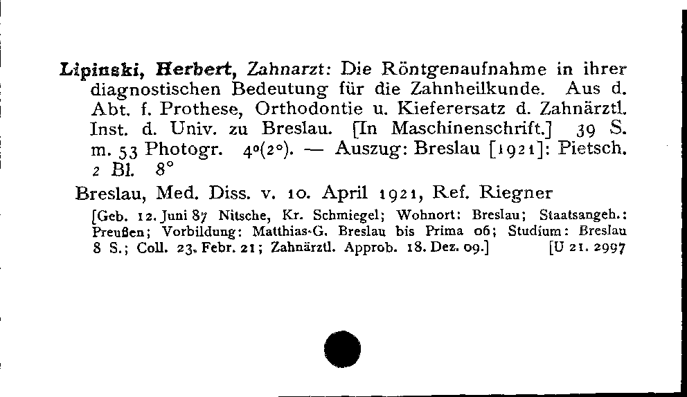 [Katalogkarte Dissertationenkatalog bis 1980]