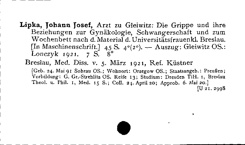 [Katalogkarte Dissertationenkatalog bis 1980]