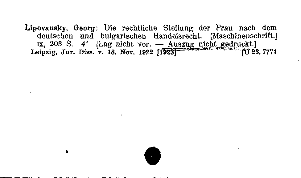 [Katalogkarte Dissertationenkatalog bis 1980]