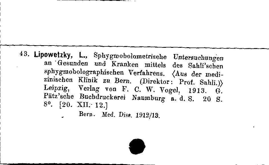 [Katalogkarte Dissertationenkatalog bis 1980]