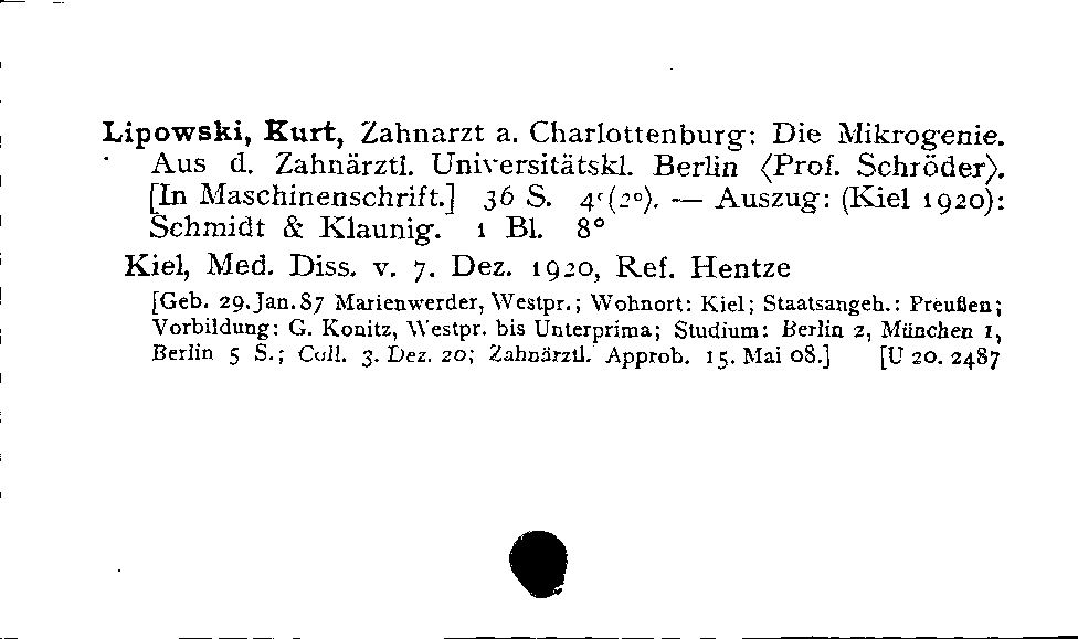 [Katalogkarte Dissertationenkatalog bis 1980]