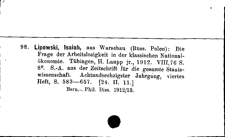 [Katalogkarte Dissertationenkatalog bis 1980]