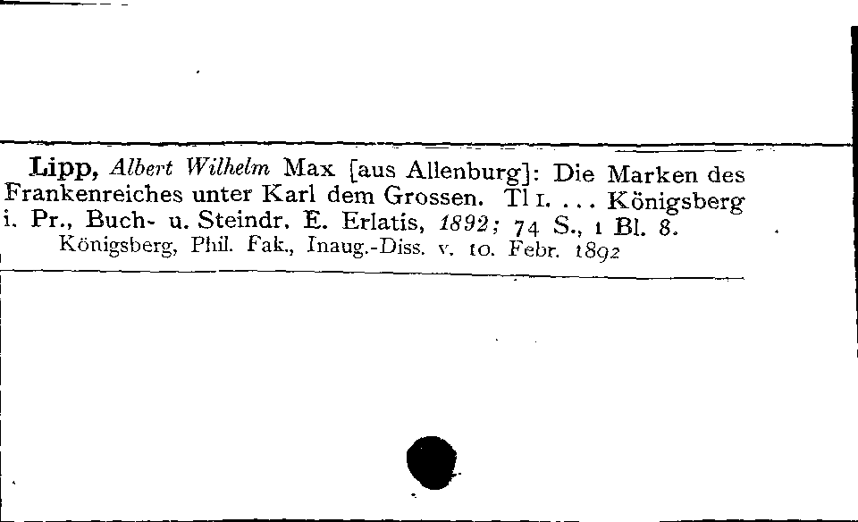 [Katalogkarte Dissertationenkatalog bis 1980]