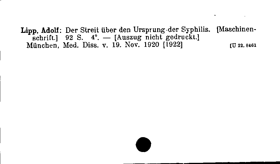 [Katalogkarte Dissertationenkatalog bis 1980]