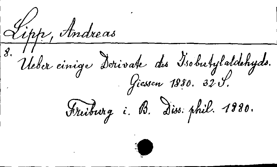 [Katalogkarte Dissertationenkatalog bis 1980]