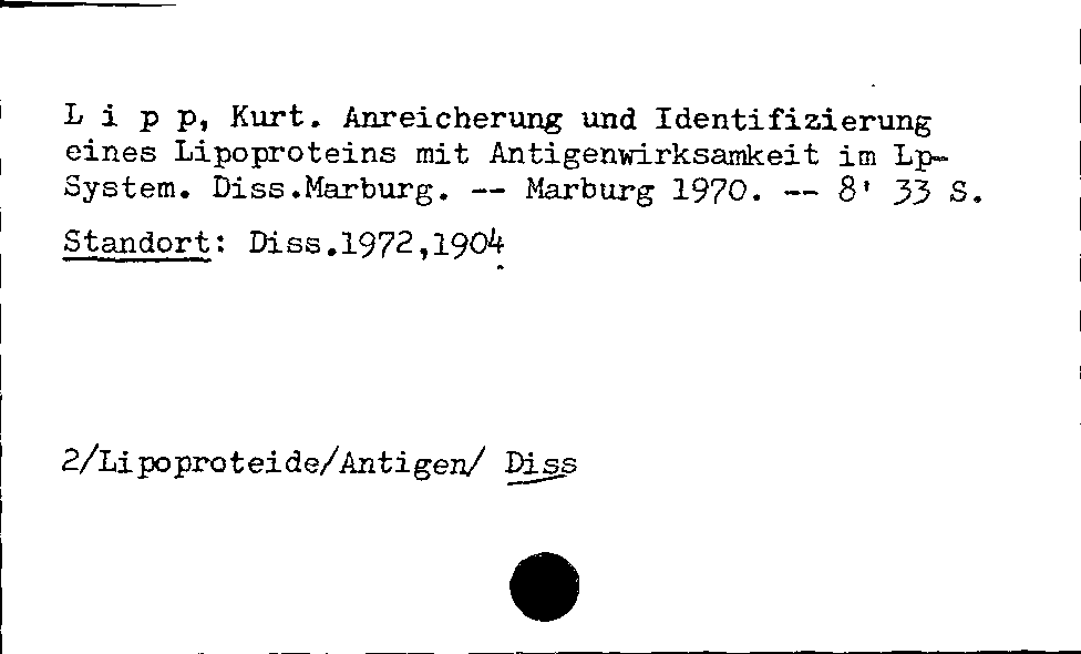 [Katalogkarte Dissertationenkatalog bis 1980]