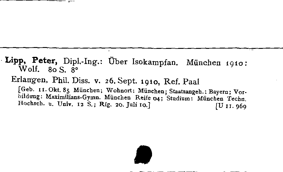 [Katalogkarte Dissertationenkatalog bis 1980]