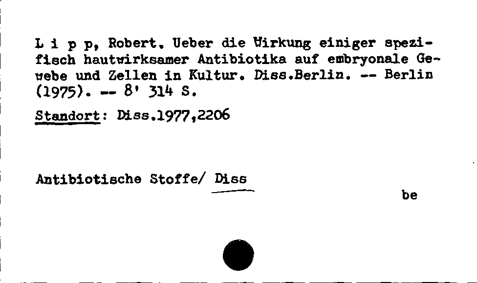 [Katalogkarte Dissertationenkatalog bis 1980]