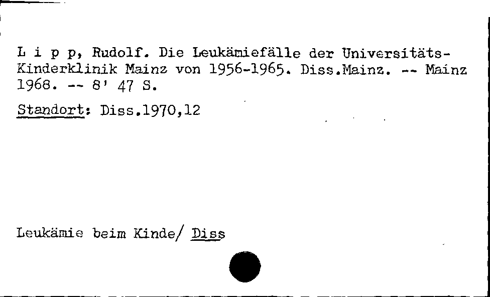 [Katalogkarte Dissertationenkatalog bis 1980]