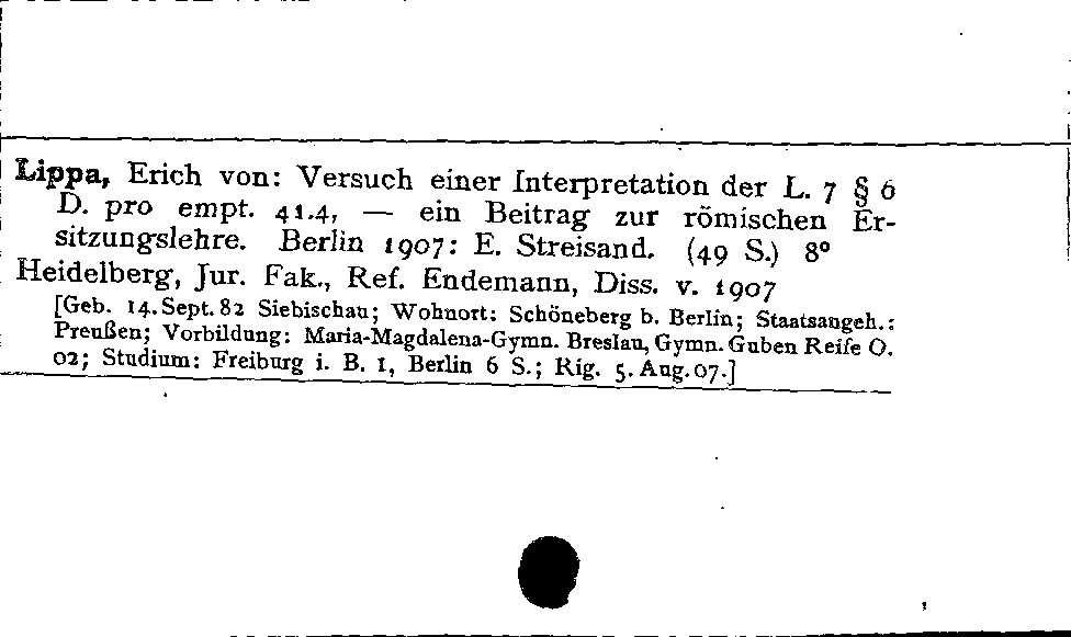 [Katalogkarte Dissertationenkatalog bis 1980]