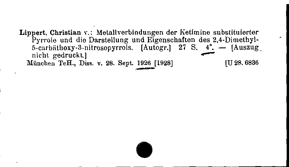 [Katalogkarte Dissertationenkatalog bis 1980]