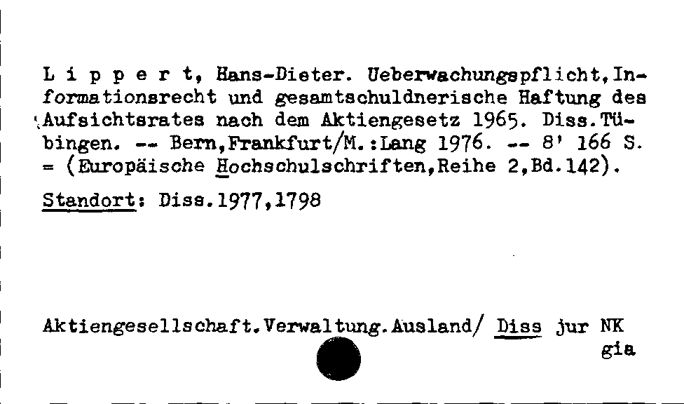 [Katalogkarte Dissertationenkatalog bis 1980]