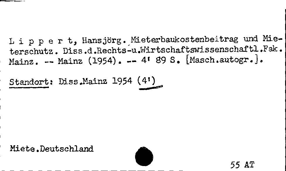 [Katalogkarte Dissertationenkatalog bis 1980]