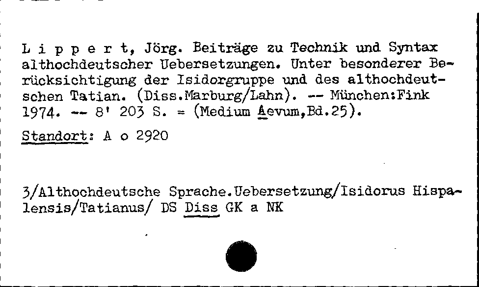 [Katalogkarte Dissertationenkatalog bis 1980]