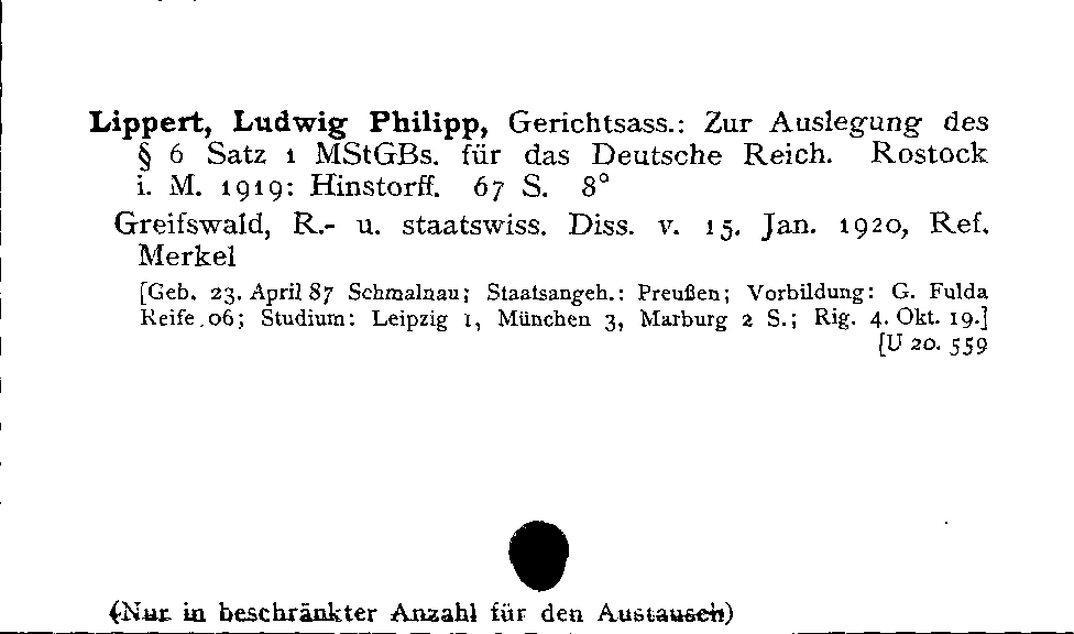 [Katalogkarte Dissertationenkatalog bis 1980]