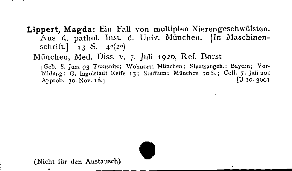 [Katalogkarte Dissertationenkatalog bis 1980]