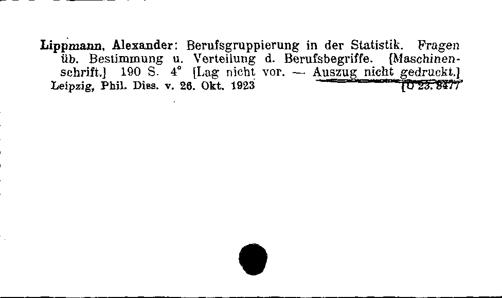 [Katalogkarte Dissertationenkatalog bis 1980]