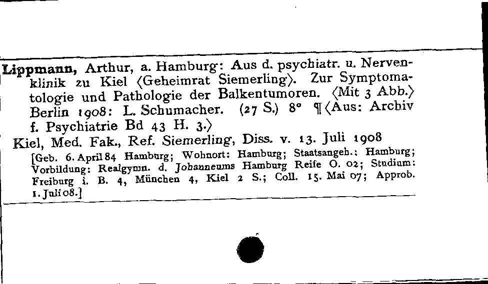 [Katalogkarte Dissertationenkatalog bis 1980]