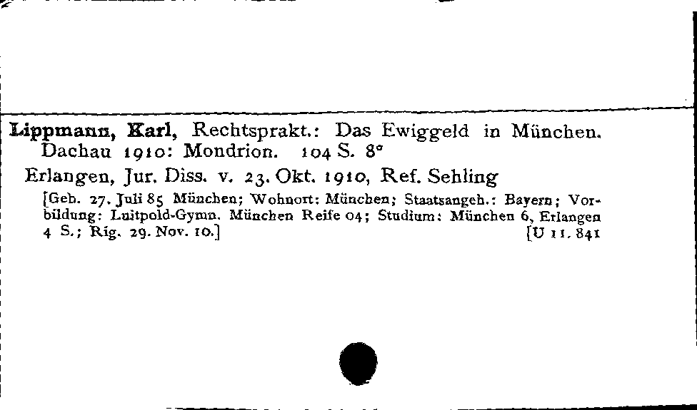 [Katalogkarte Dissertationenkatalog bis 1980]