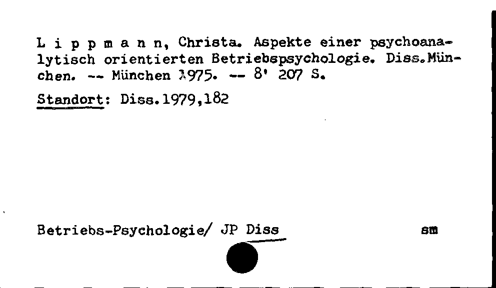 [Katalogkarte Dissertationenkatalog bis 1980]