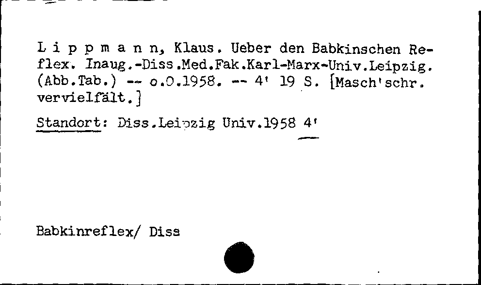 [Katalogkarte Dissertationenkatalog bis 1980]