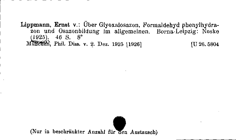 [Katalogkarte Dissertationenkatalog bis 1980]