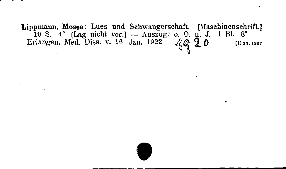 [Katalogkarte Dissertationenkatalog bis 1980]