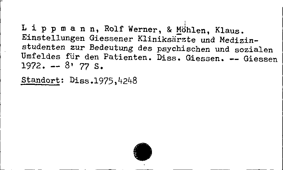 [Katalogkarte Dissertationenkatalog bis 1980]