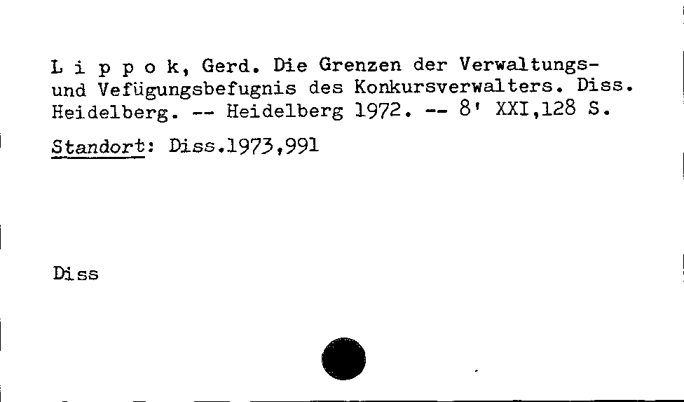 [Katalogkarte Dissertationenkatalog bis 1980]