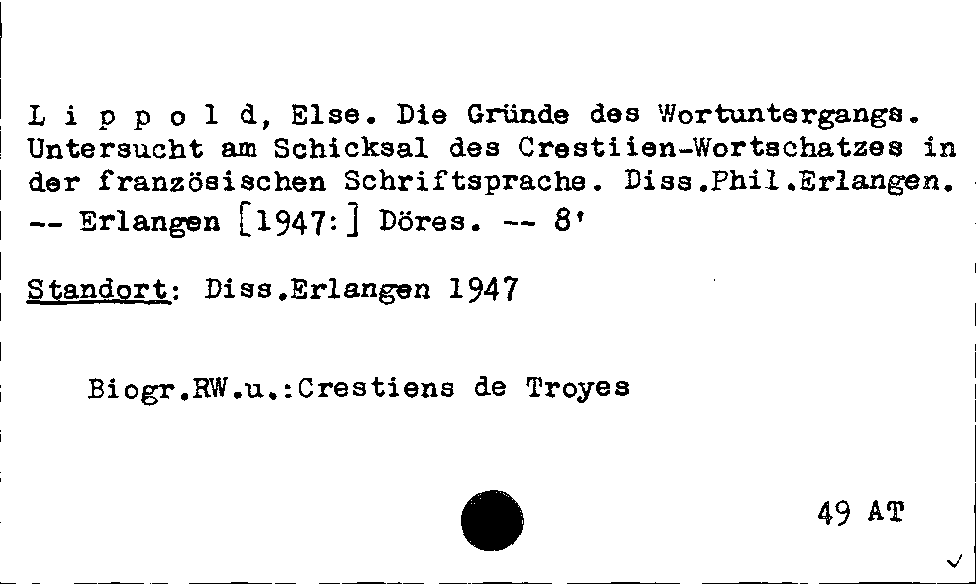 [Katalogkarte Dissertationenkatalog bis 1980]