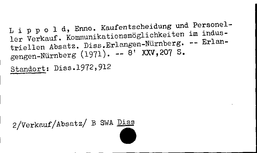 [Katalogkarte Dissertationenkatalog bis 1980]