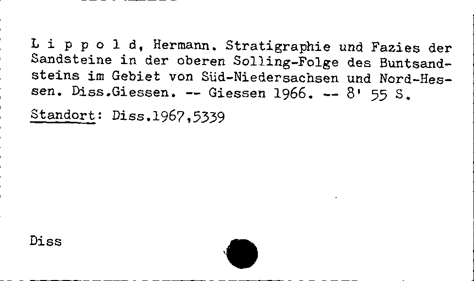 [Katalogkarte Dissertationenkatalog bis 1980]