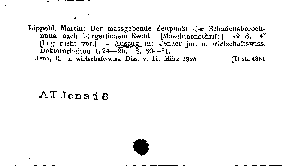 [Katalogkarte Dissertationenkatalog bis 1980]