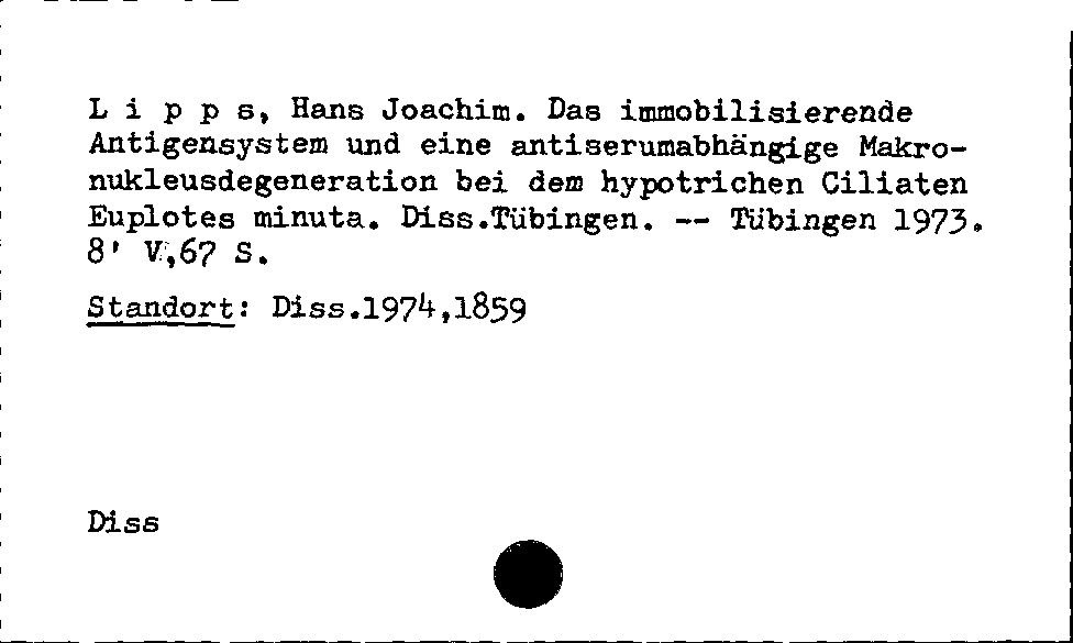 [Katalogkarte Dissertationenkatalog bis 1980]