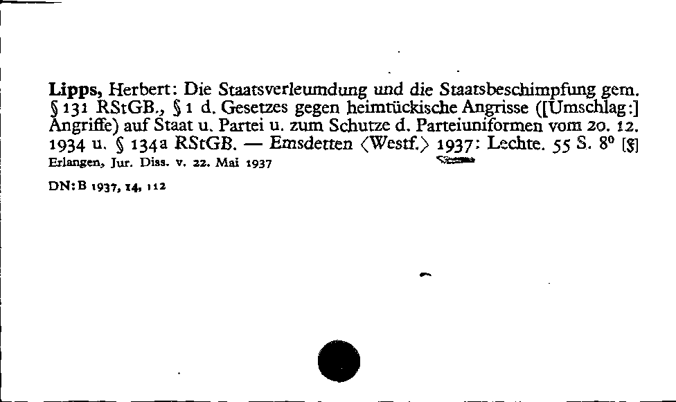 [Katalogkarte Dissertationenkatalog bis 1980]