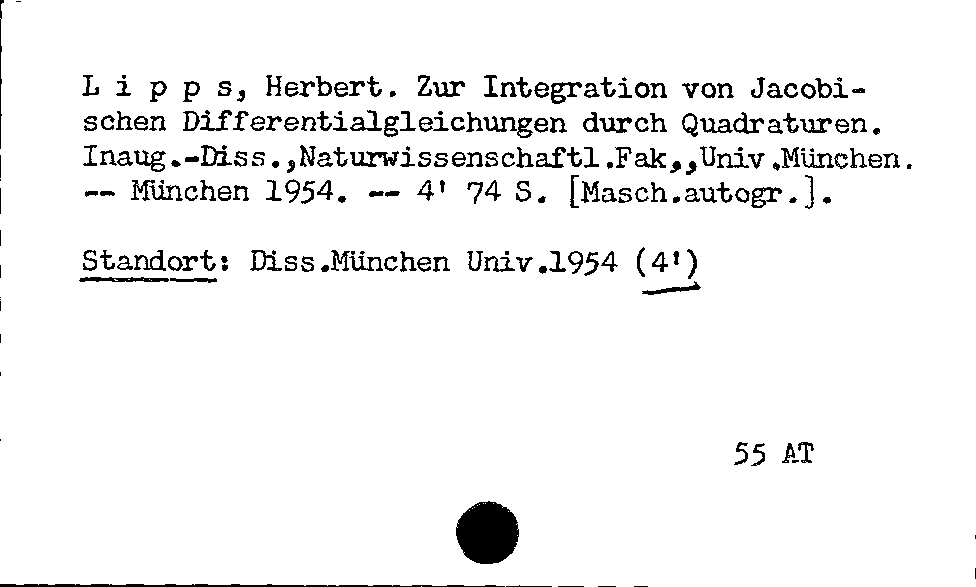 [Katalogkarte Dissertationenkatalog bis 1980]