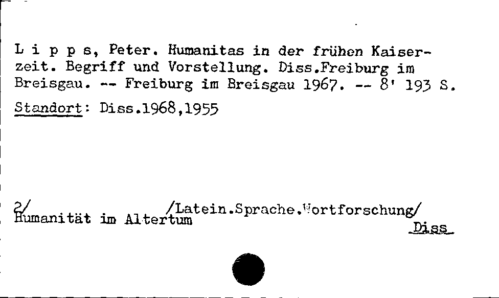 [Katalogkarte Dissertationenkatalog bis 1980]