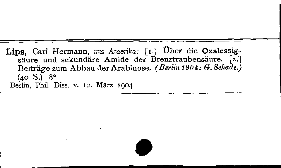 [Katalogkarte Dissertationenkatalog bis 1980]