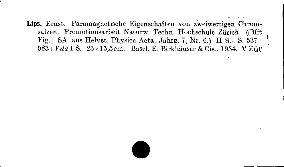 [Katalogkarte Dissertationenkatalog bis 1980]