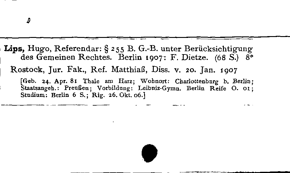 [Katalogkarte Dissertationenkatalog bis 1980]