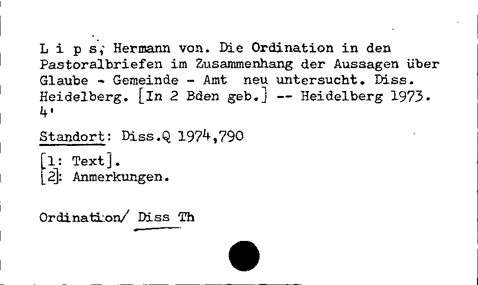 [Katalogkarte Dissertationenkatalog bis 1980]