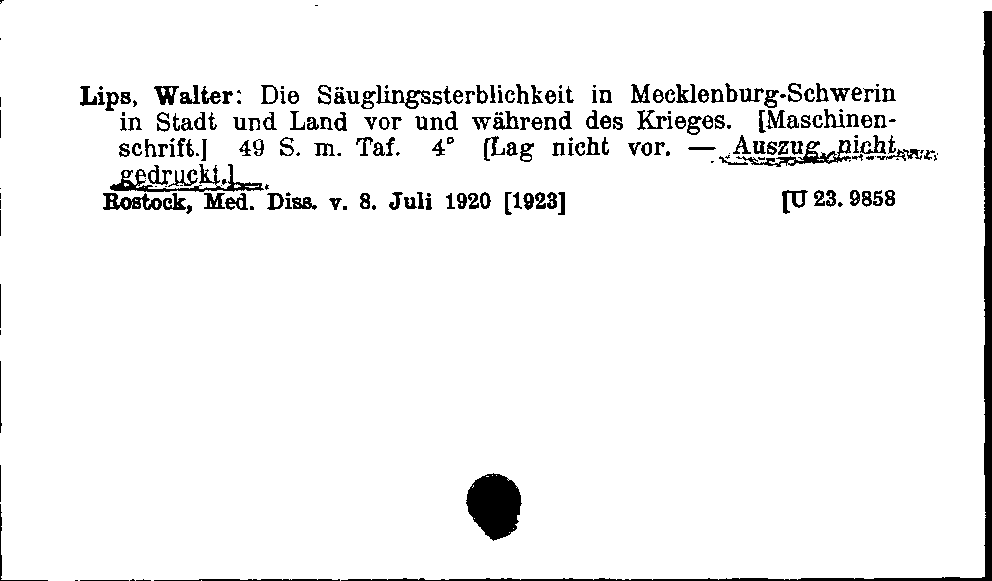 [Katalogkarte Dissertationenkatalog bis 1980]