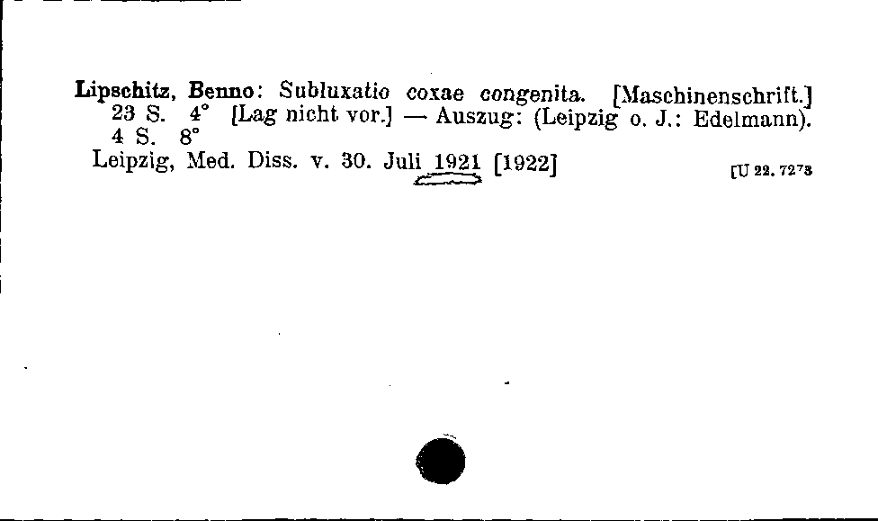 [Katalogkarte Dissertationenkatalog bis 1980]