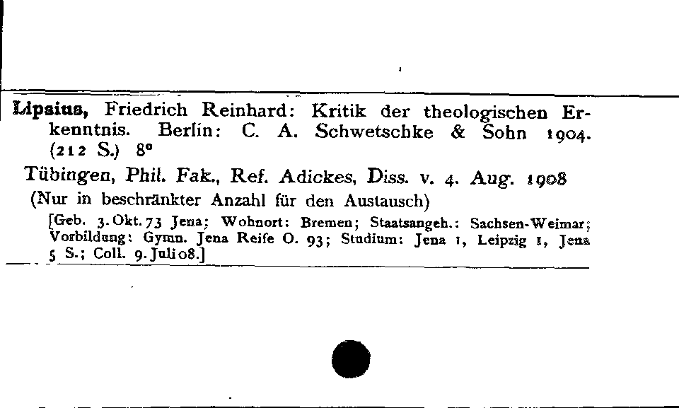 [Katalogkarte Dissertationenkatalog bis 1980]