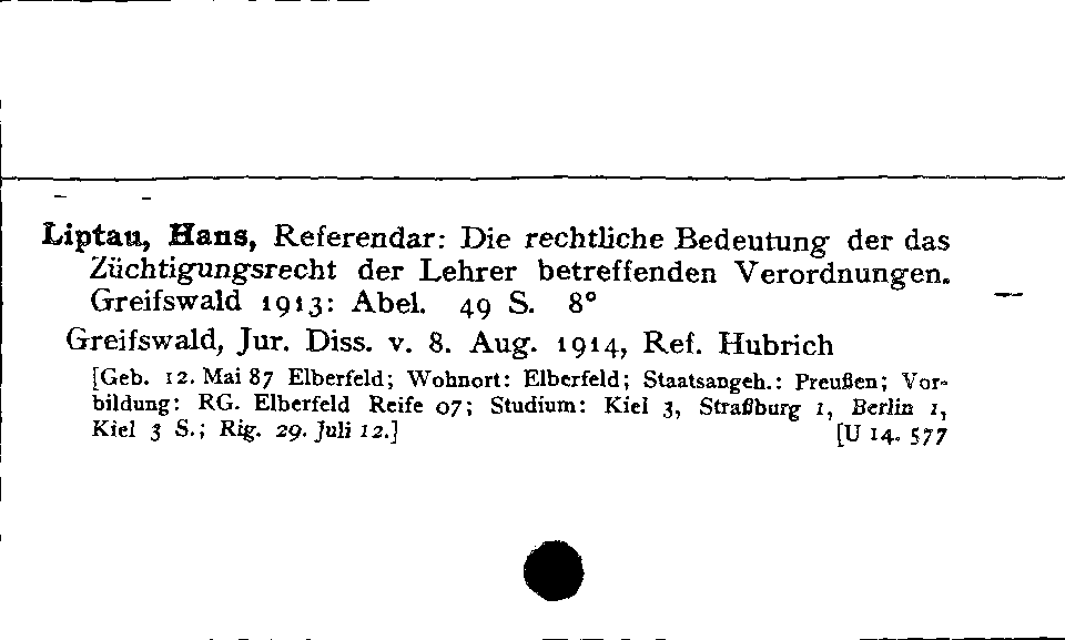 [Katalogkarte Dissertationenkatalog bis 1980]