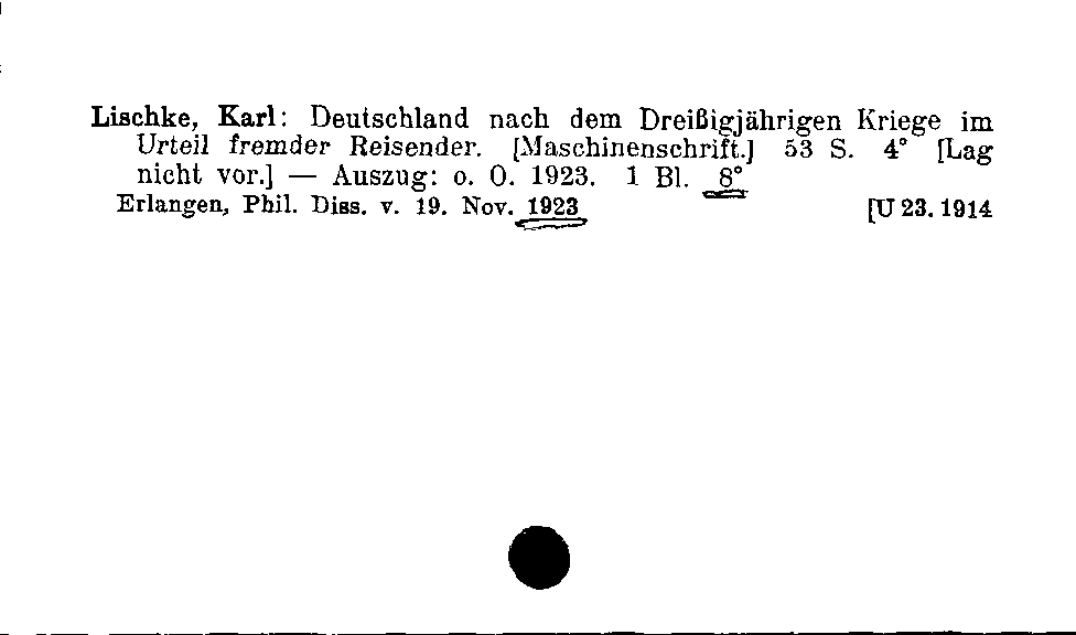 [Katalogkarte Dissertationenkatalog bis 1980]