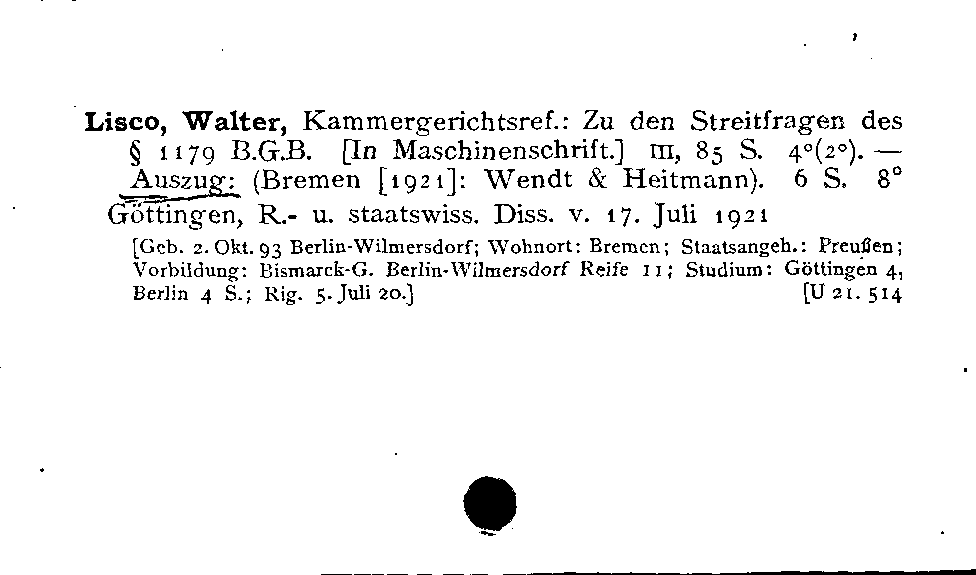 [Katalogkarte Dissertationenkatalog bis 1980]