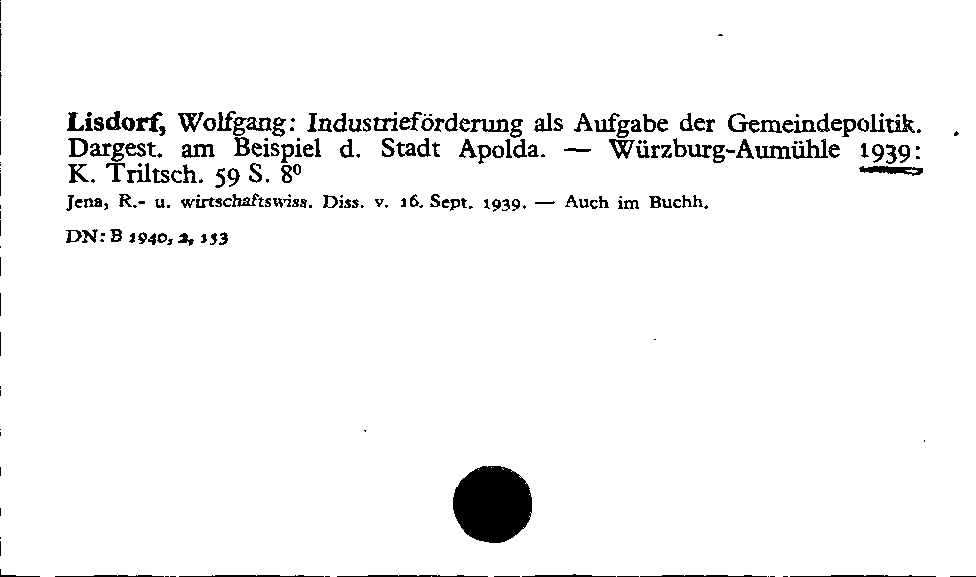 [Katalogkarte Dissertationenkatalog bis 1980]