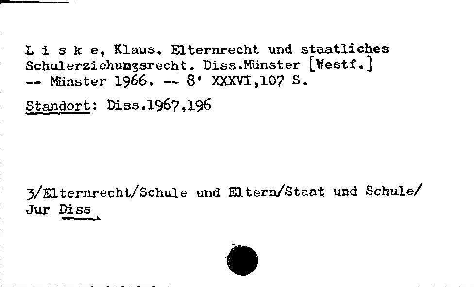 [Katalogkarte Dissertationenkatalog bis 1980]